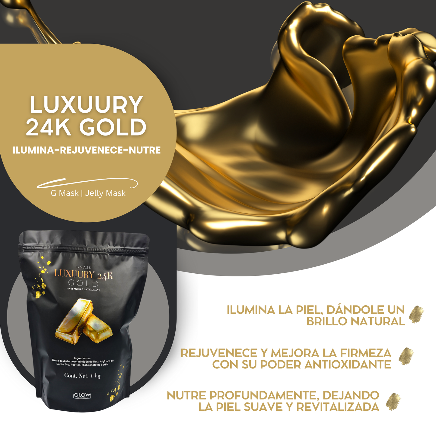 ✨ G Mask | Jelly Mask Luxury 24k Gold 500g 💛 ¡La lujosa renovación para tu piel!