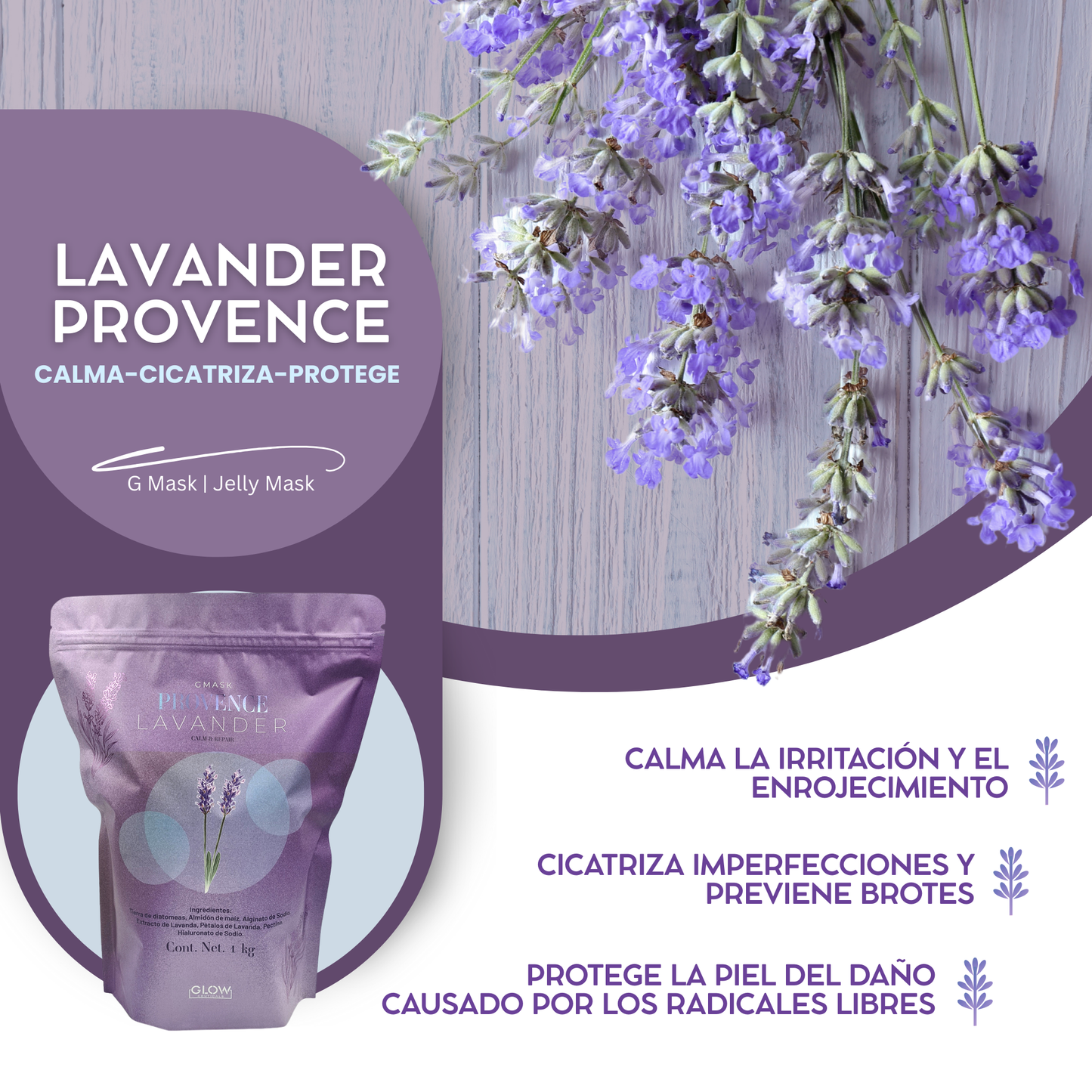 💜 G Mask | Jelly Mask Lavanda Provenzal 500g 🌿 ¡Relaja y rejuvenece tu piel con un toque floral!