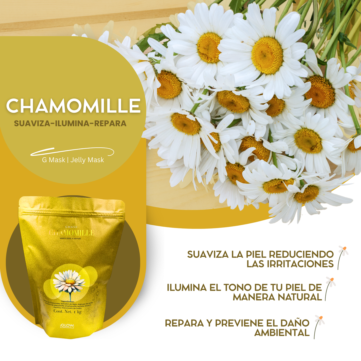 🌼 G Mask | Jelly Mask Manzanilla 500g 🌿 ¡Relaja y renueva tu piel!