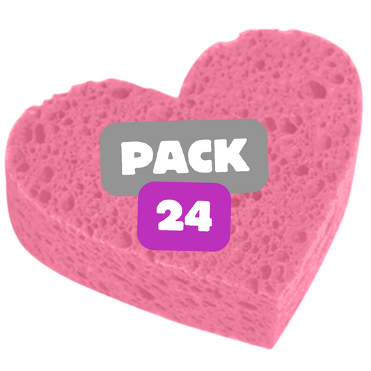 💖 Esponjas Faciales Comprimidas de Celulosa – Forma de Corazón- 24 Unidades 💖